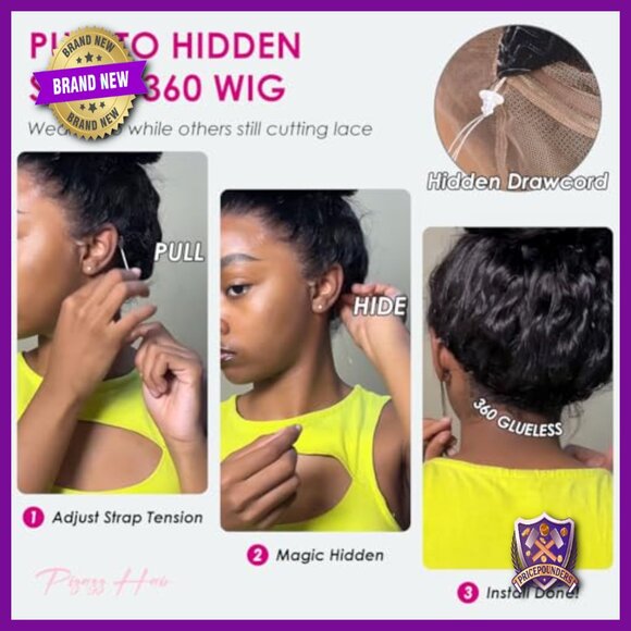 24 Inch Human Hair Wig 360 Lace Front Glueless Water Wave Pre Plucked main image 6